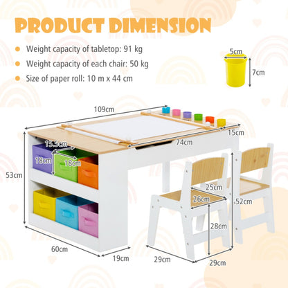 Kids Activity Table & Chair Set with Storage