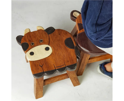 EcoCharm Handcrafted Kids' Stool - Cow