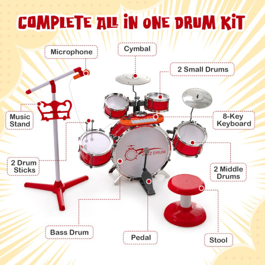 11 Pc Kids Drum Set Kit