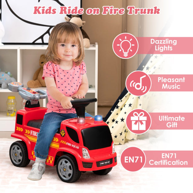 Ride-On Fire Truck with Built-in Bubble Maker