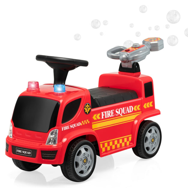 Ride-On Fire Truck with Built-in Bubble Maker