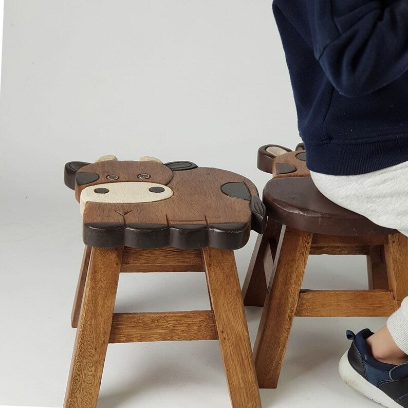 EcoCharm Handcrafted Kids' Stool - Cow