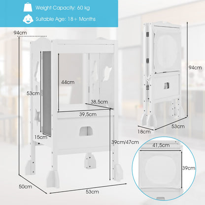 Havana Folding Learning Tower with Adjustable Height