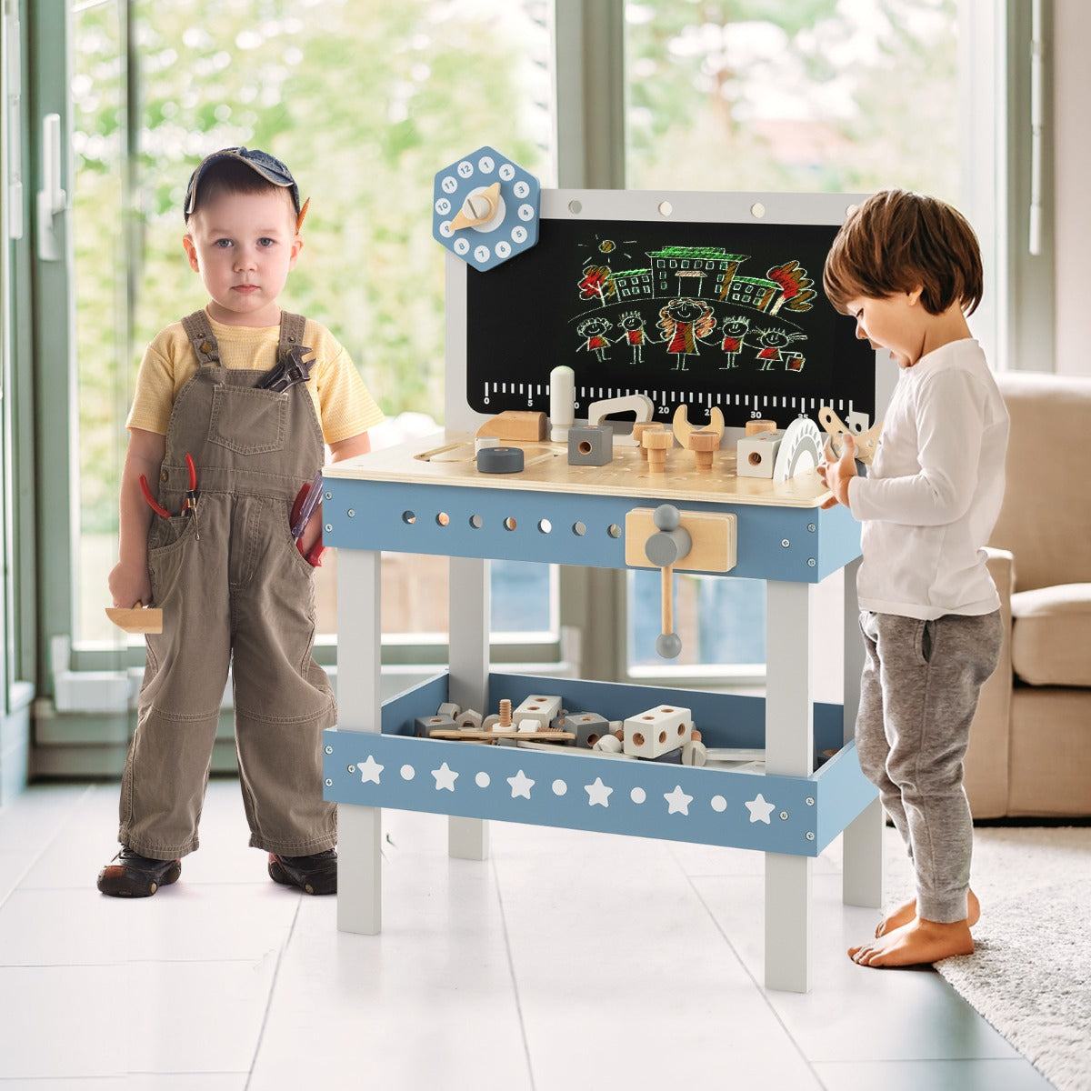 Kid's 61 Piece Pretend Play Tool Workbench Set