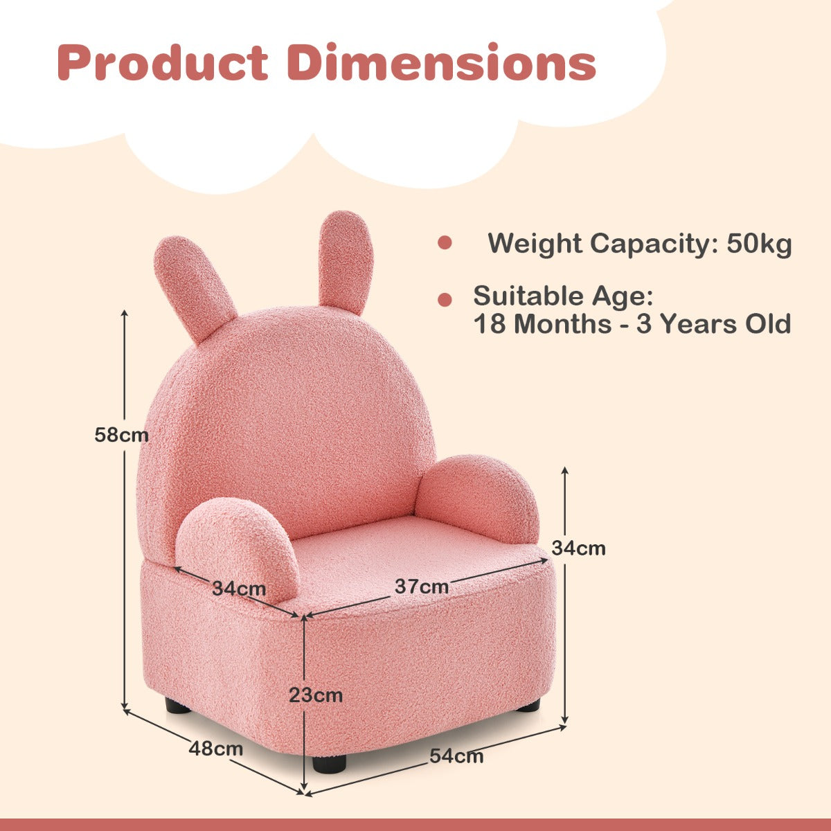 Kids Plush Bunny Lounge Chair