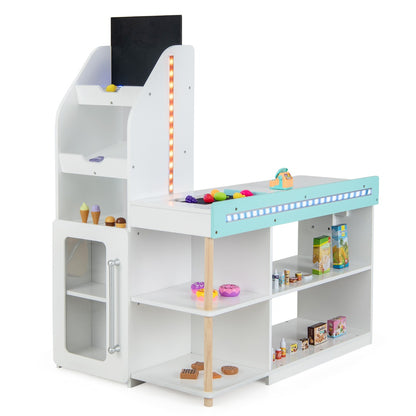 FabKids Pretend Supermarket Play Set with Storage & LED