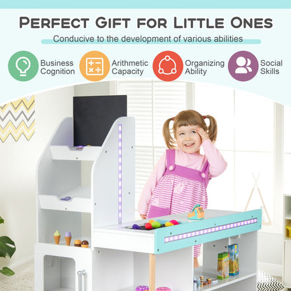 FabKids Pretend Supermarket Play Set with Storage & LED