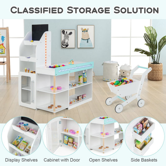 FabKids Pretend Supermarket Play Set with Storage & LED