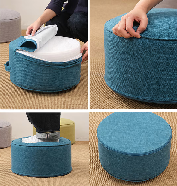 Playful Linen Pouffe for Kids