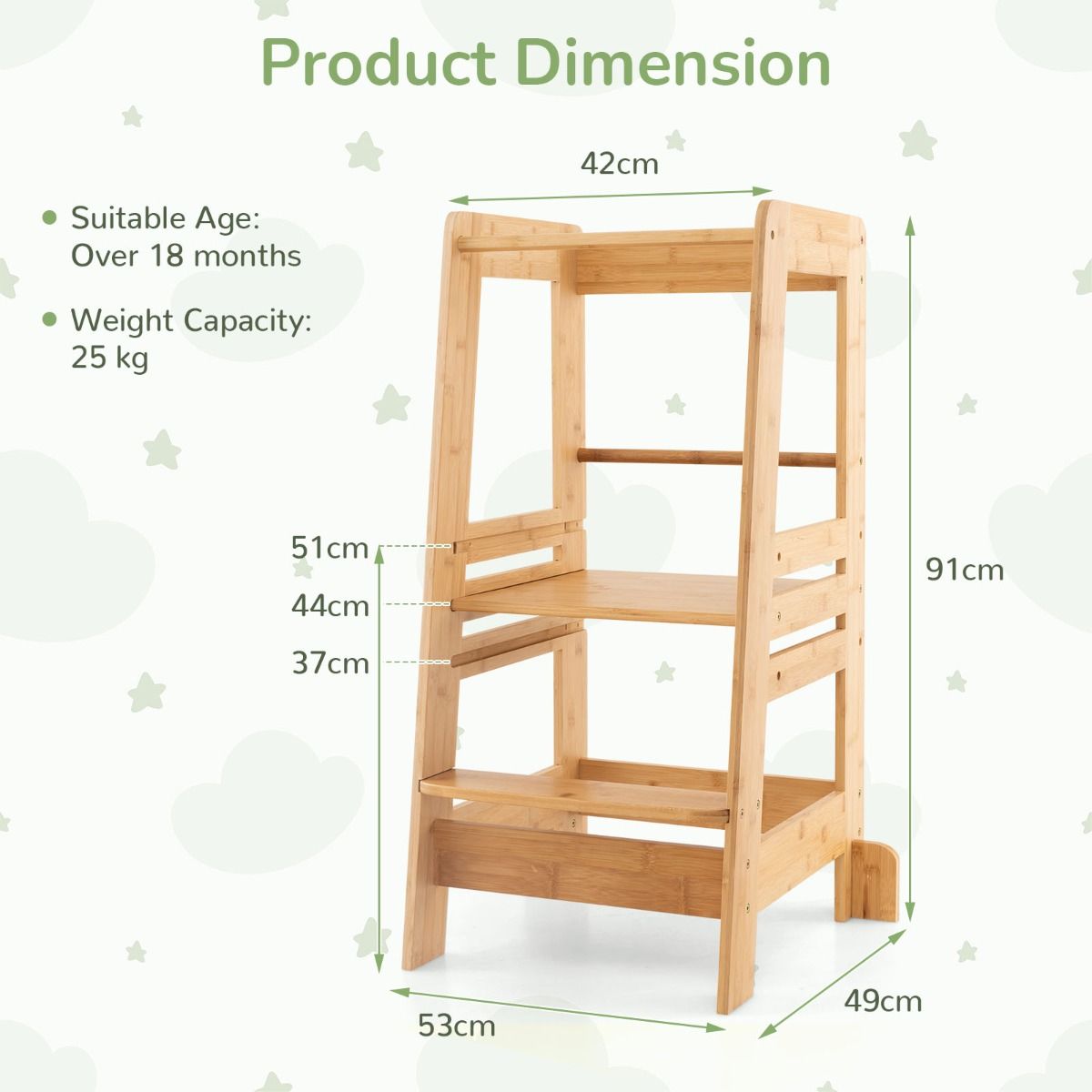 Woodlands Montessori Kitchen Step Stool for Toddlers