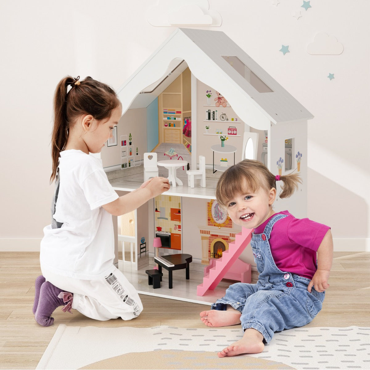 Kid's Enchanting DIY Dollhouse with Interchangeable Rooms