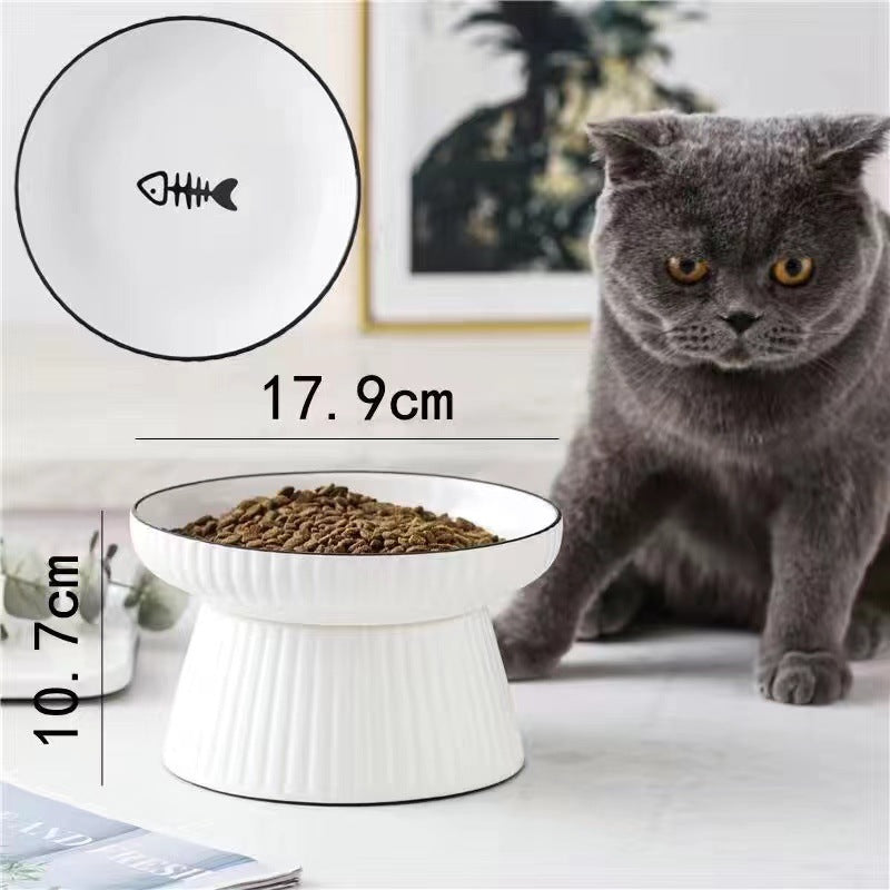 Ceramic Elevated Anti-Overturning Pet Bowl