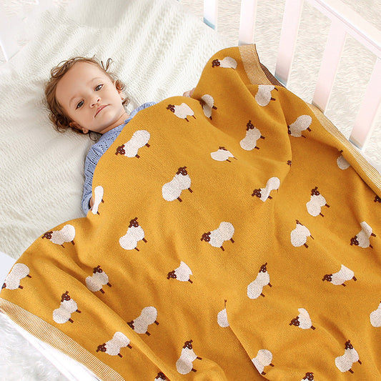 Soft Knit Sheep Print Baby Blanket/Swaddle