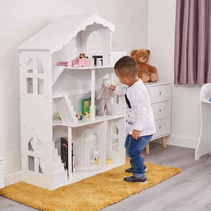 Ella Dollhouse Bookcase Storage Unit (White)