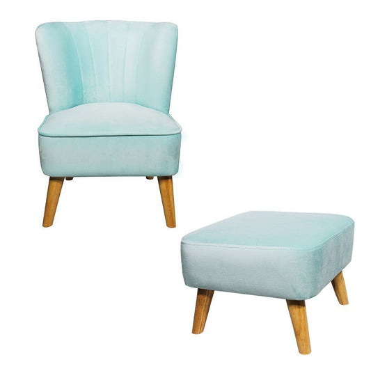 Kinsley Kid's Armchair and Stool - Aqua