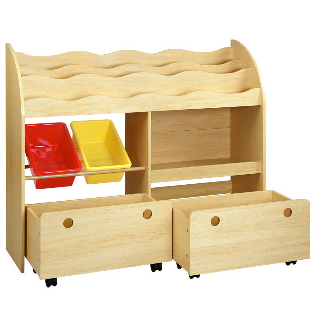 Keezi Kids Display Book Shelf with Storage Boxes and Drawers