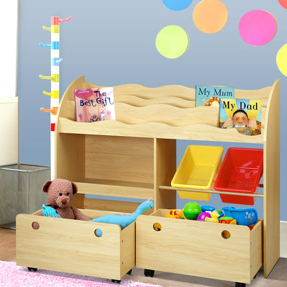 Keezi Kids Display Book Shelf with Storage Boxes and Drawers