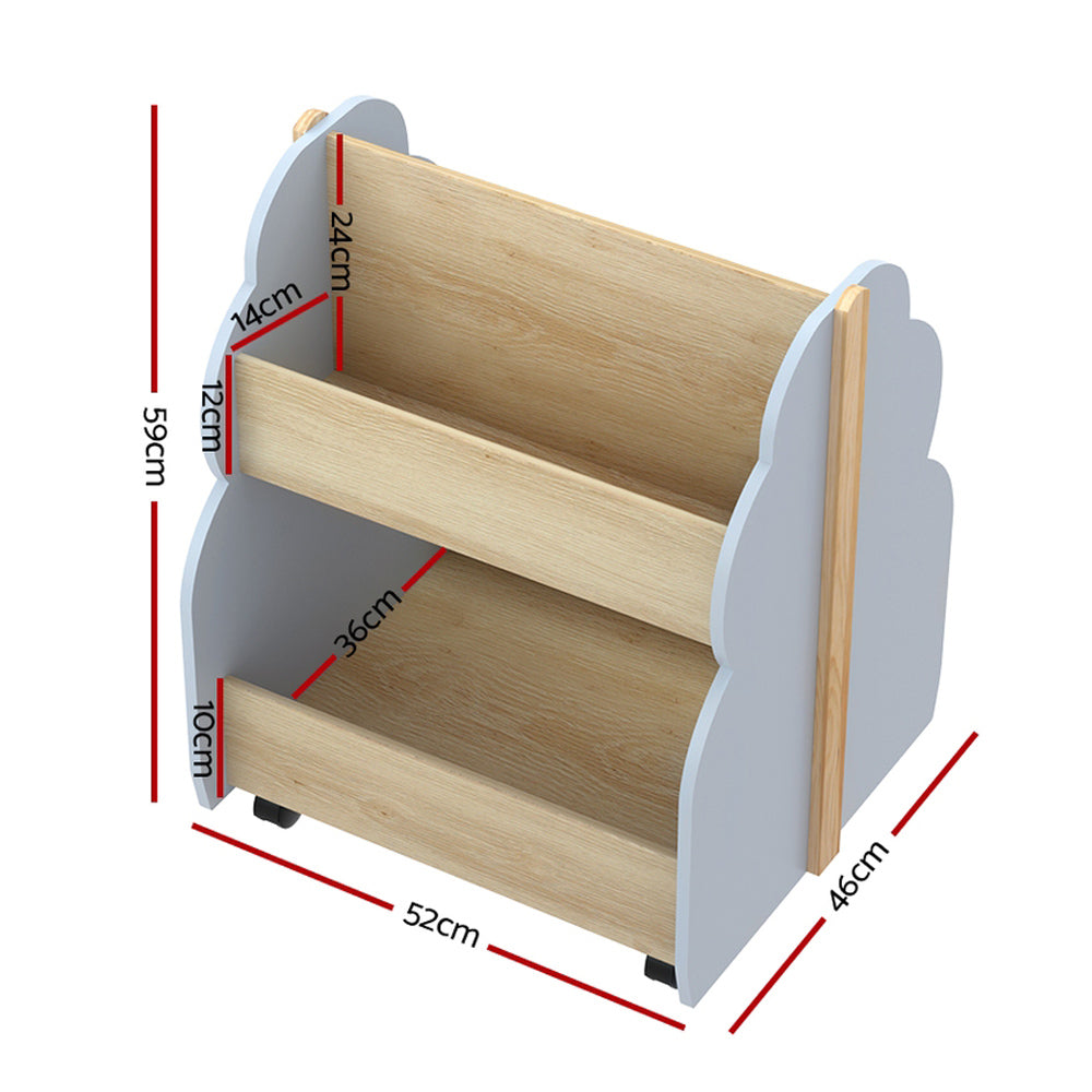 Keezi Kids Toys and Books Organiser Display Shelf with Wheels