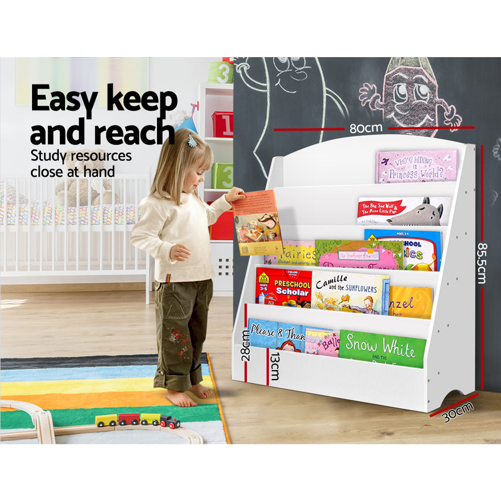 Keezi 5 Tiers Kids Bookshelf Display Rack - White