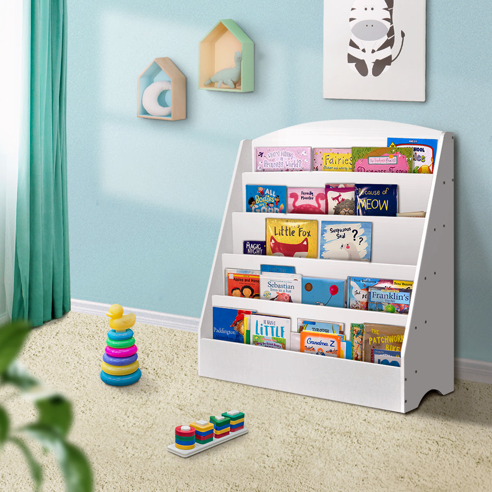 Keezi 5 Tiers Kids Bookshelf Display Rack - White