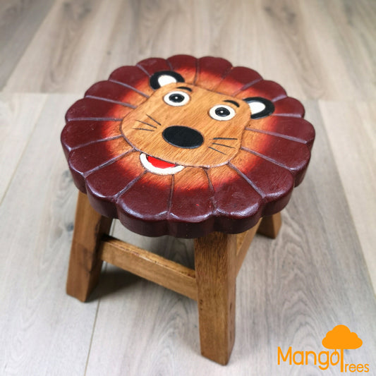 EcoCharm Handcrafted Kids' Stool - Lion