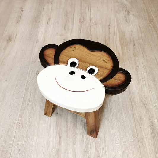 EcoCharm Handcrafted Kids' Stool - Monkey